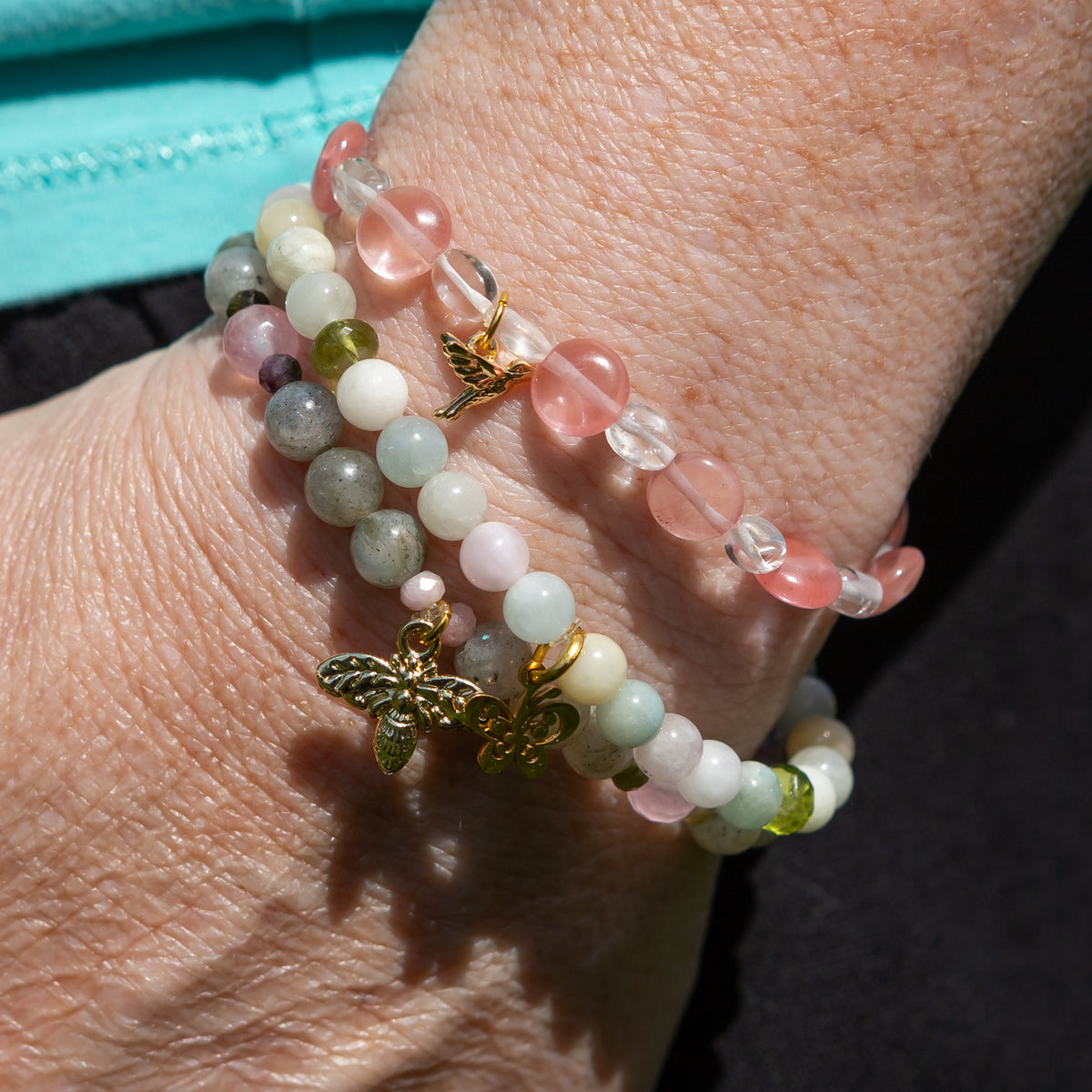 Cherry Quartz Hummingbird Bracelet