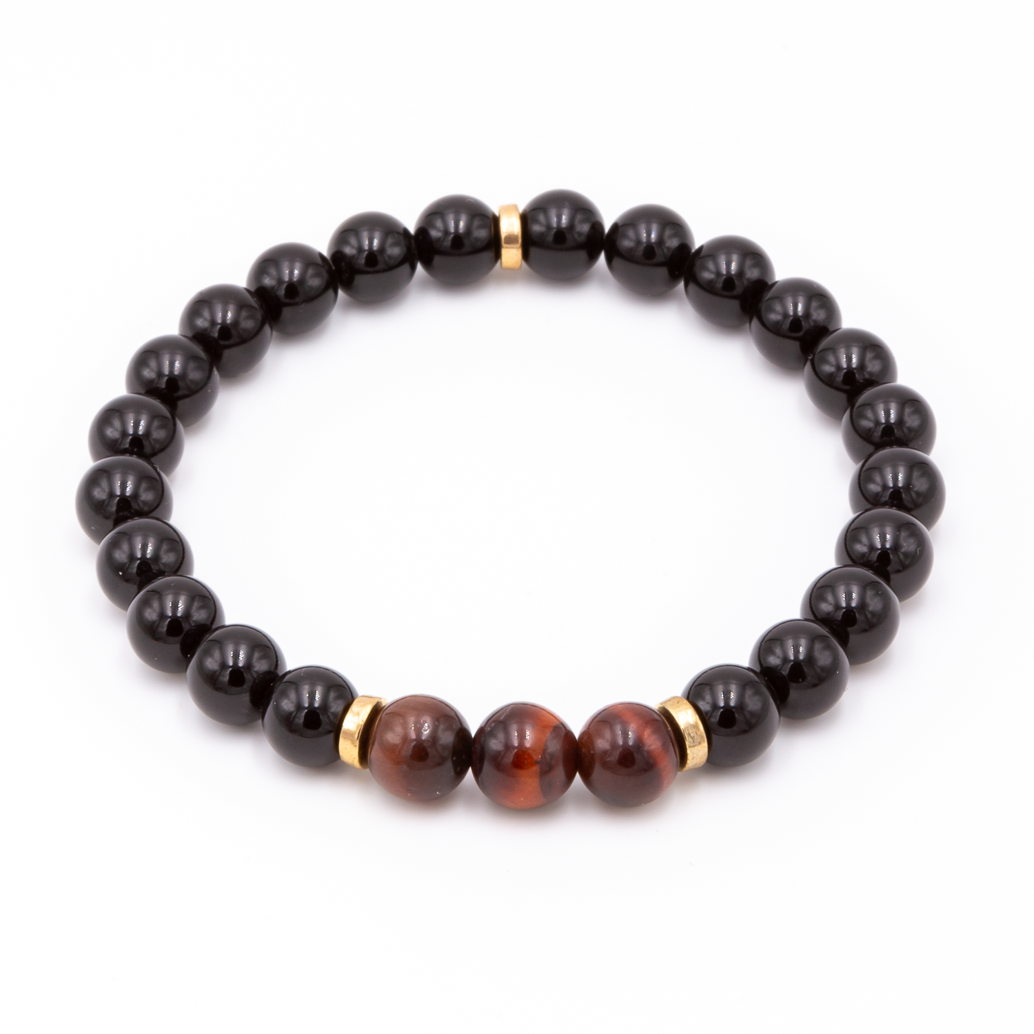 Men's Black Onyx - Red Tiger Eye Bracelet