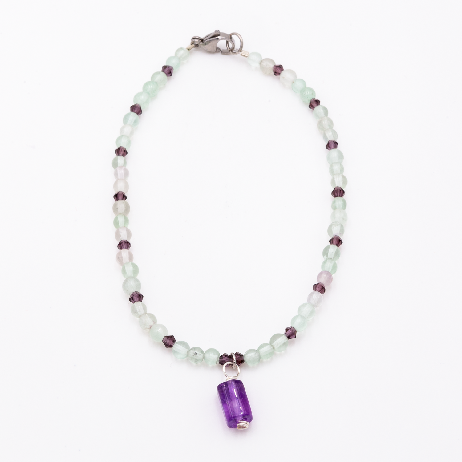 Fluorite - Amethyst Anklet