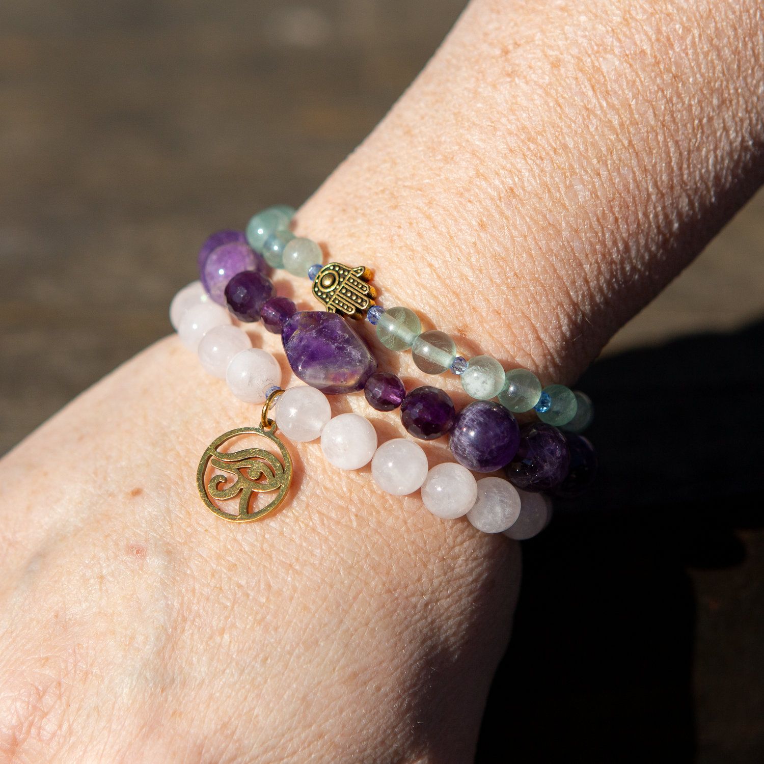 Fluorite - Hamsa Bracelet