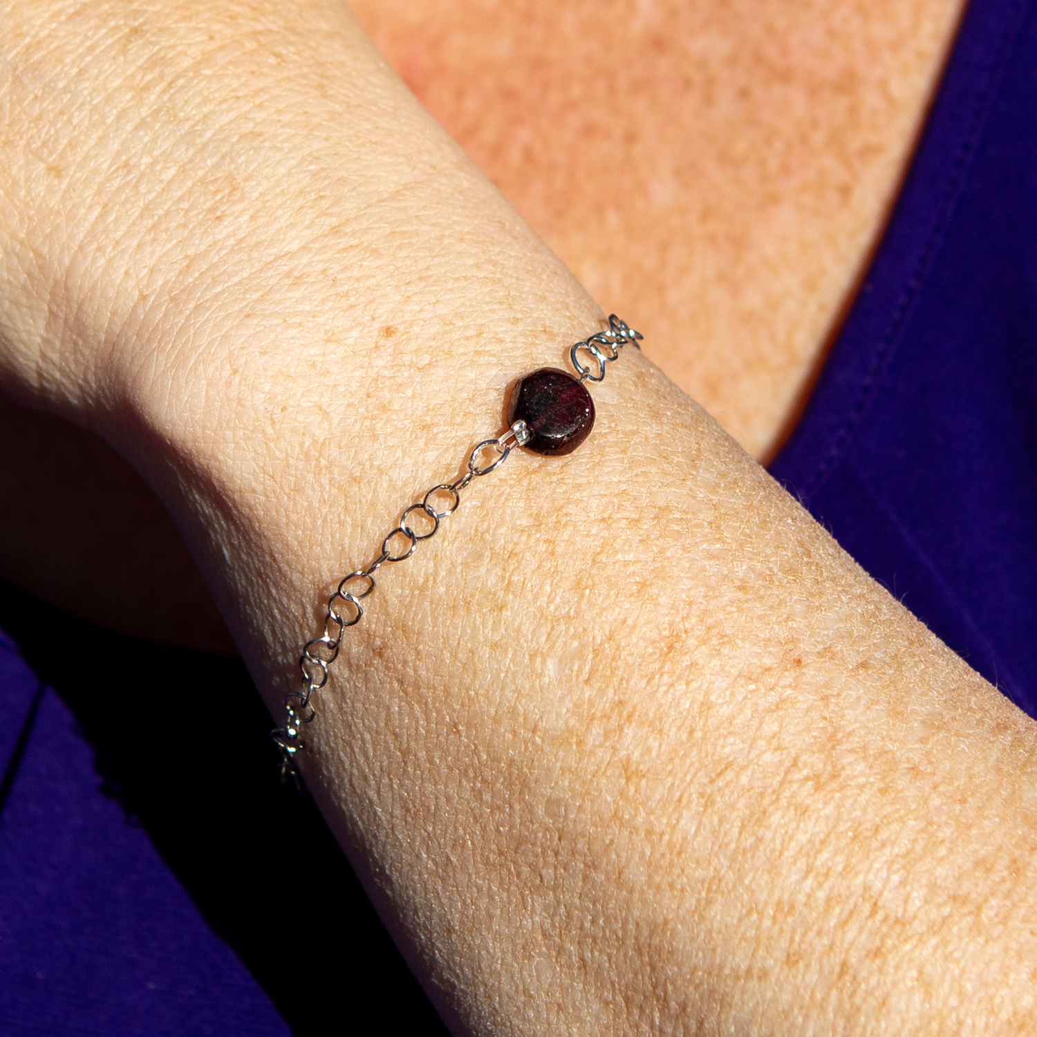 Garnet - Round Chain Bracelet